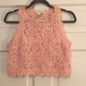 Pink lace crop top